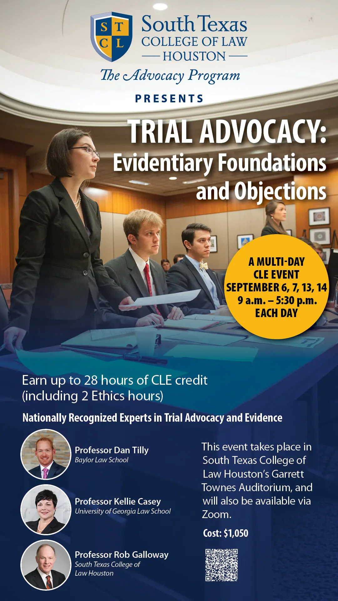 Advocacy CLE Event - Sept 6, 7, 13, 14 - Trial Advocacy: Evidentiary Foundations and Objections